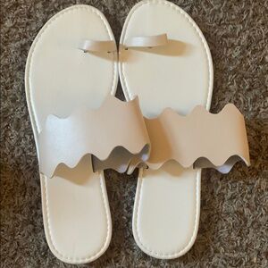 White Scalloped Sandals